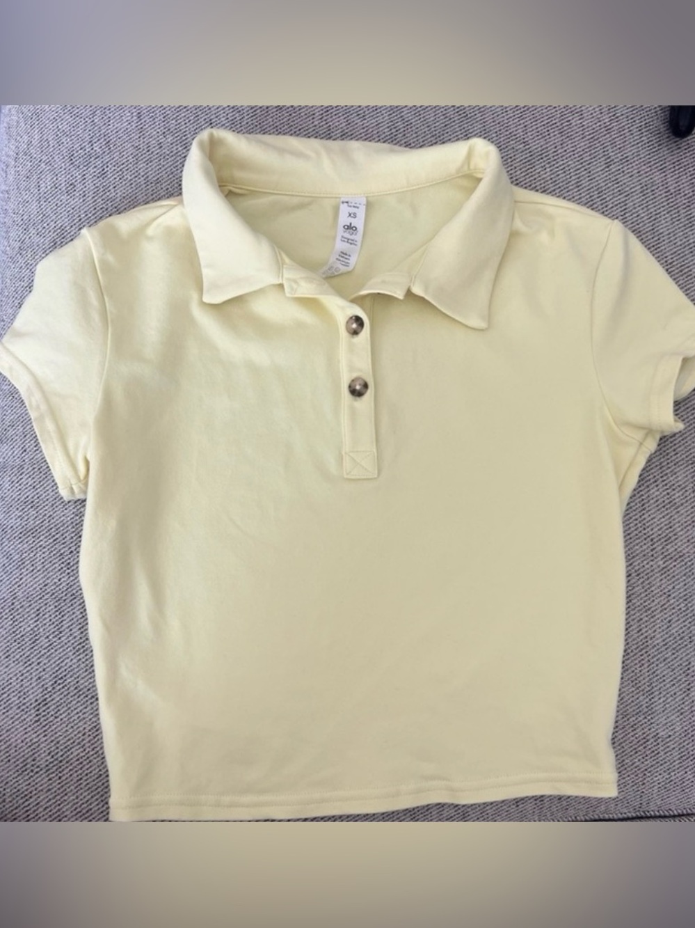 ALO Yoga Cropped Polo Top in Butter Yellow